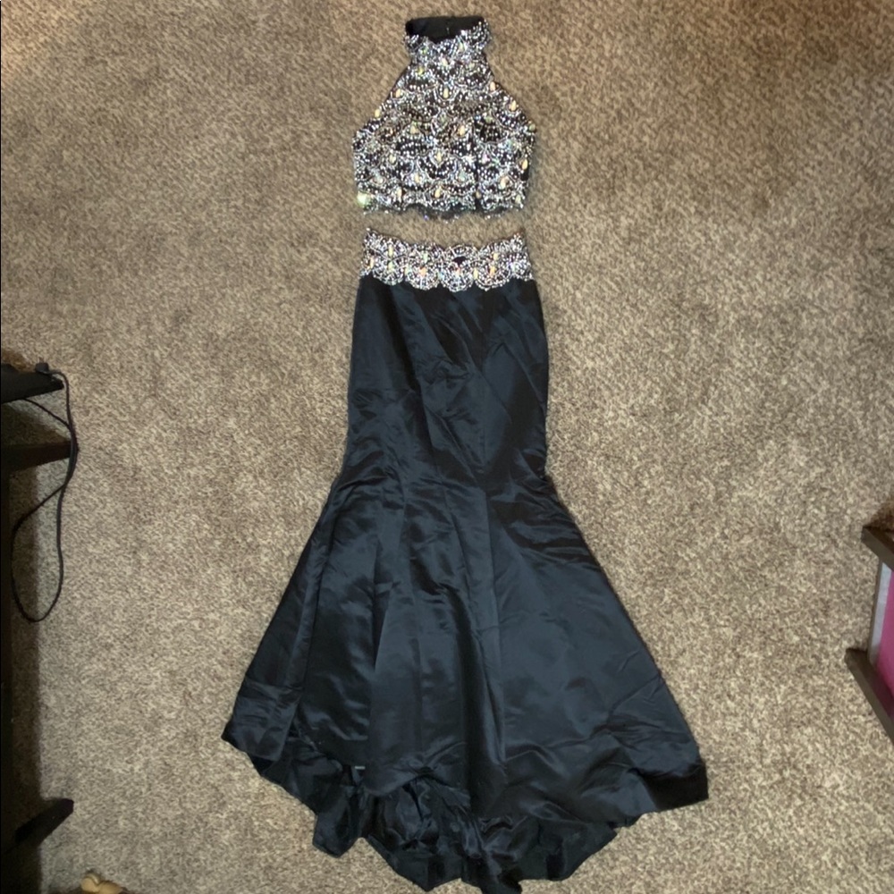 NWT Rachel Allan Black Two Piece Gown
